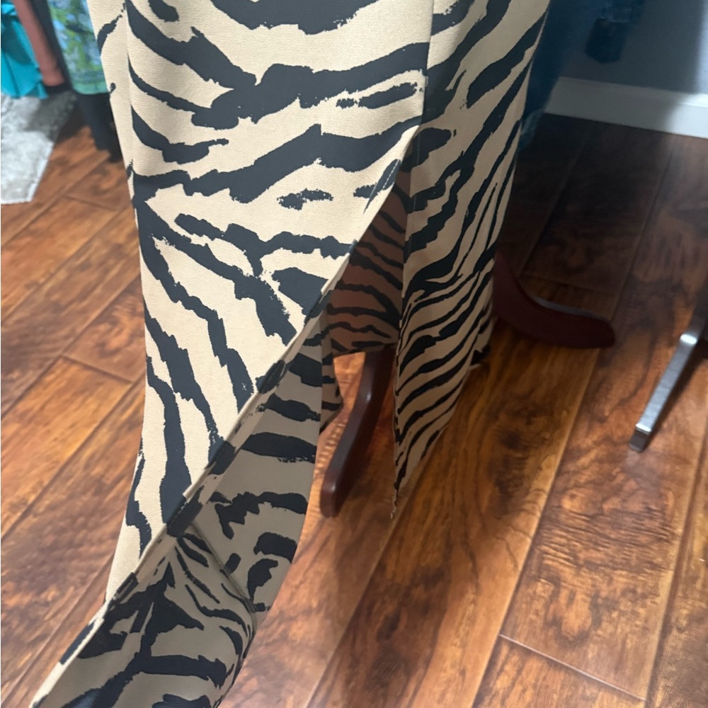 Bar III Zebra Print Midi Dress - Black and Tan